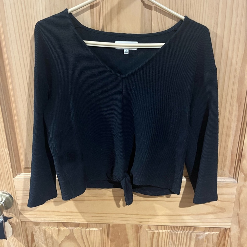 Black V-Neck Women's Top